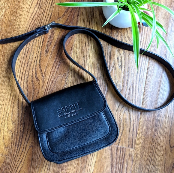 ESPRIT Black Vegan Leather Crossbody Mini Bag - Picture 1 of 6